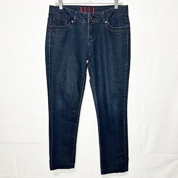 ELLE Women's Stretch Blue Denim Low-Rise Jeans Size 6 (31x28) - Picture 1 of 6